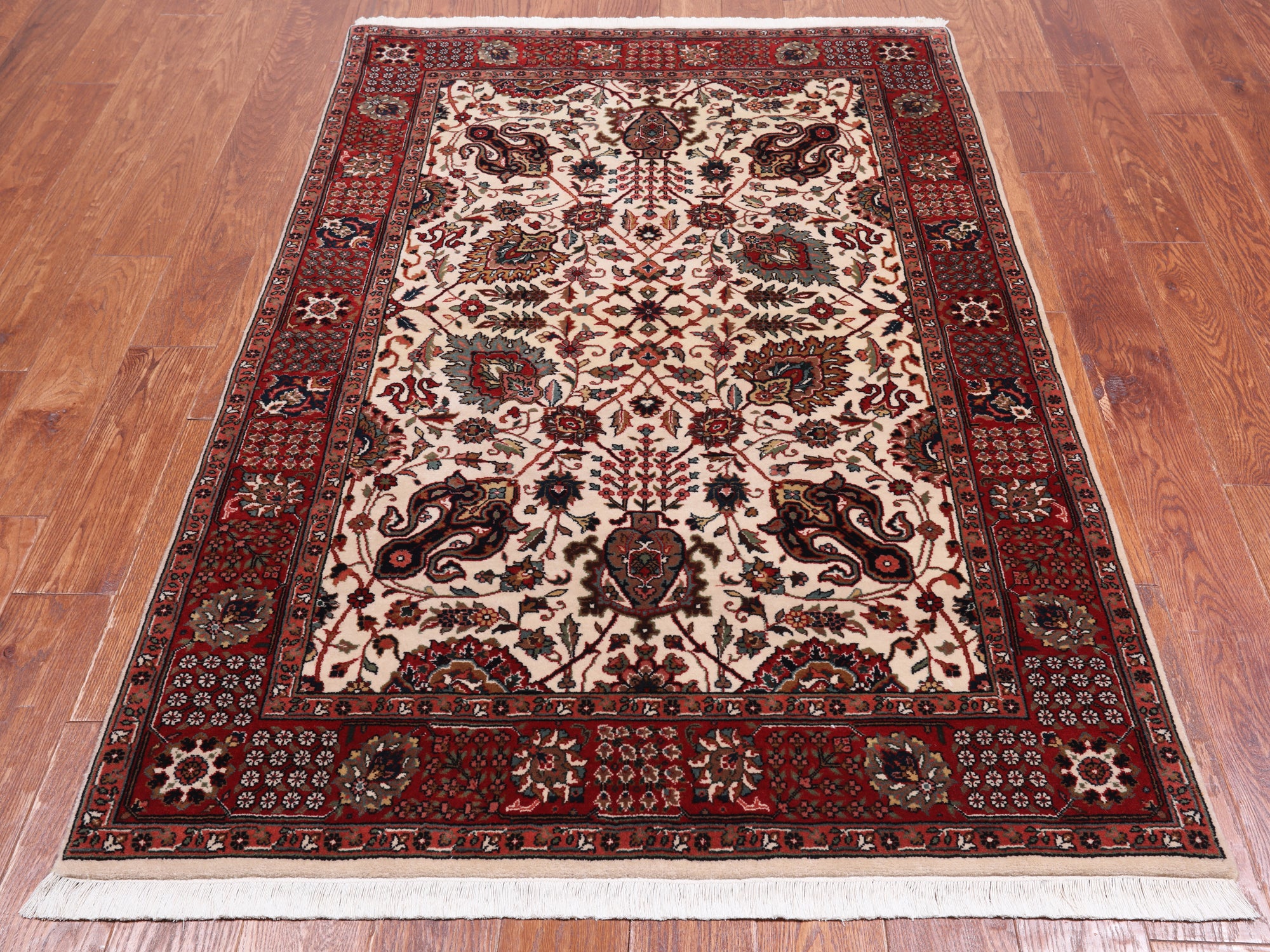 Beige Persian Fine Tabriz Hand-Knotted Wool Rug - 3' 11" X 6' 0"