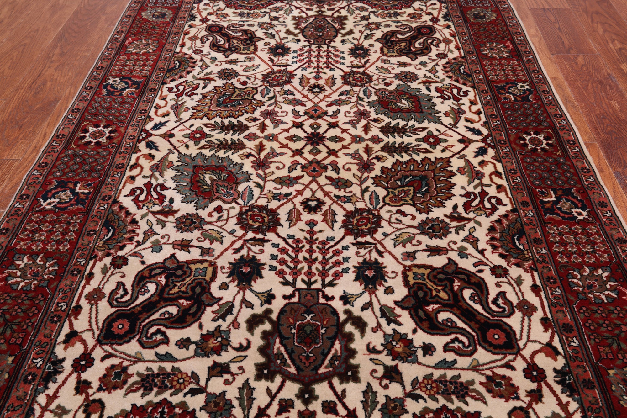 Beige Persian Fine Tabriz Hand-Knotted Wool Rug - 3' 11" X 6' 0"