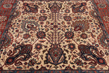 Khaki Square Persian Fine Tabriz Hand-Knotted Wool Rug - 4' 0" X 4' 1"