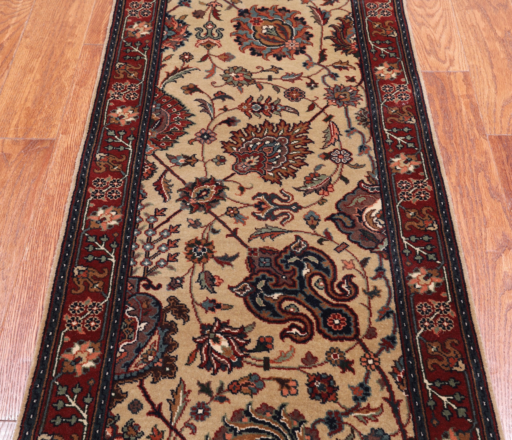 Khaki Persian Fine Tabriz Hand-Knotted Wool Rug - 2' 1" X 4' 1"