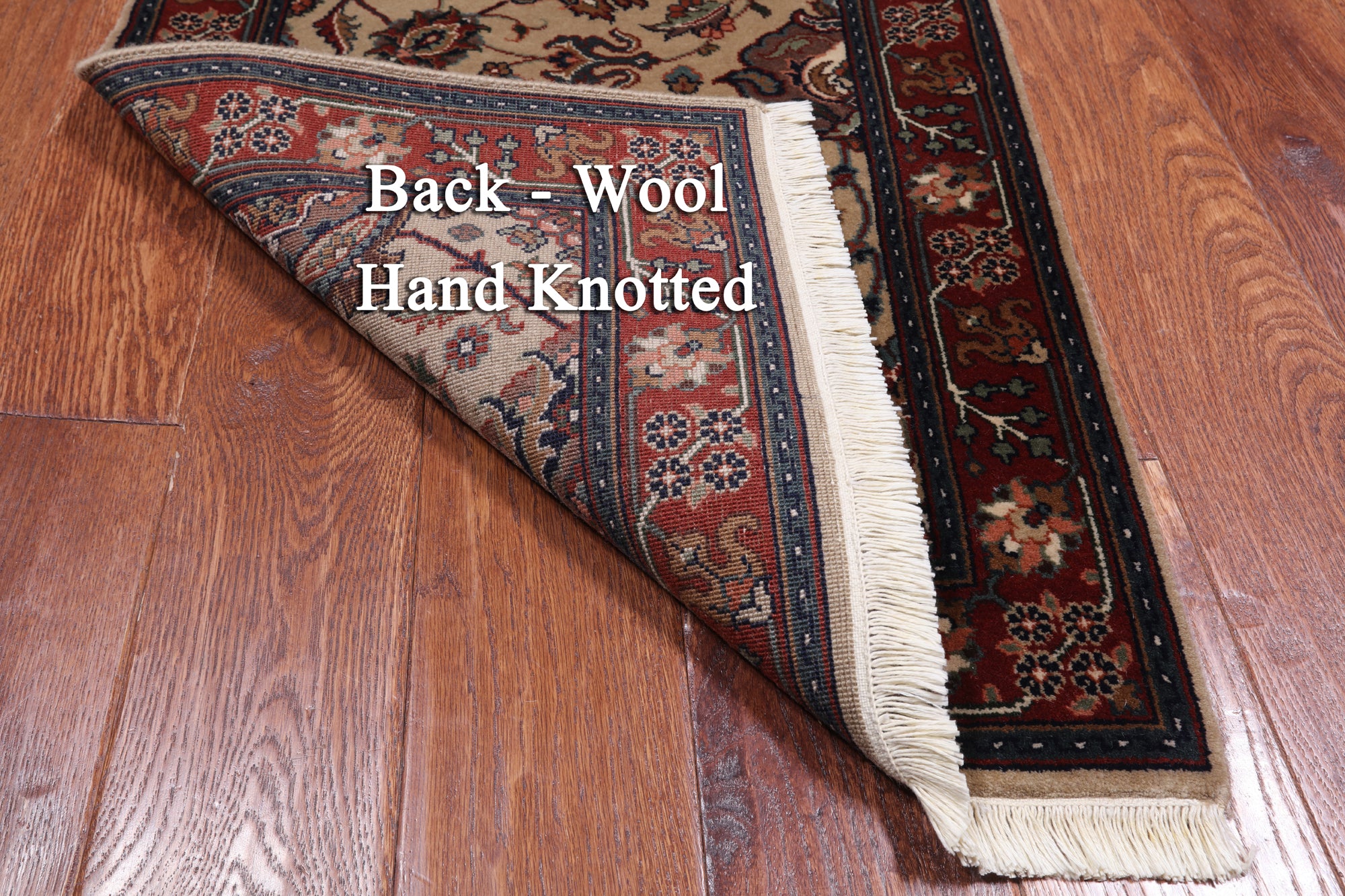 Khaki Persian Fine Tabriz Hand-Knotted Wool Rug - 2' 1" X 4' 1"