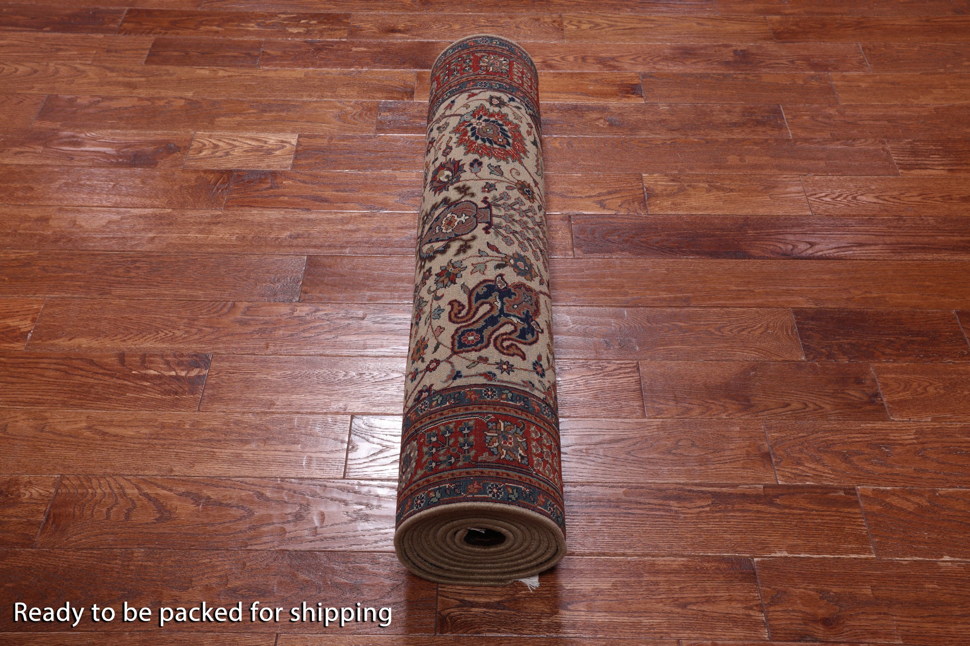 Khaki Persian Fine Tabriz Handmade Wool Runner Rug - 3' 8" X 11' 10"