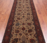 Khaki Persian Fine Tabriz Handmade Wool Runner Rug - 3' 8" X 11' 10"