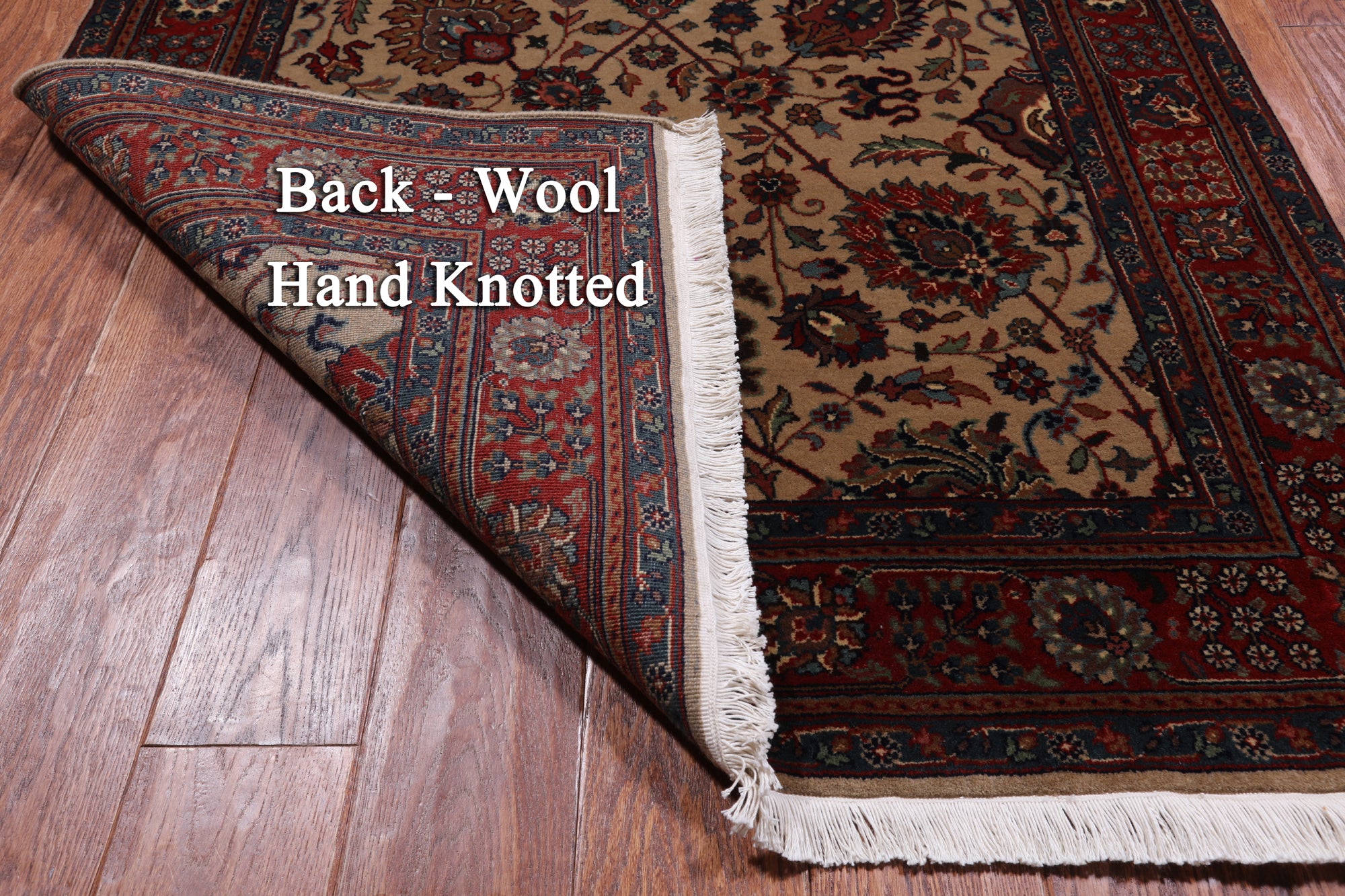 Khaki Persian Fine Tabriz Handmade Wool Runner Rug - 3' 8" X 11' 10"