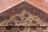 Khaki Persian Fine Tabriz Hand-Knotted Wool Rug - 10' 3" X 14' 2"