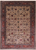 Khaki Persian Fine Tabriz Hand-Knotted Wool Rug - 10' 3" X 14' 2"