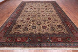 Khaki Persian Fine Tabriz Hand-Knotted Wool Rug - 10' 3" X 14' 2"