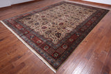 Khaki Persian Fine Tabriz Hand-Knotted Wool Rug - 10' 3" X 14' 2"