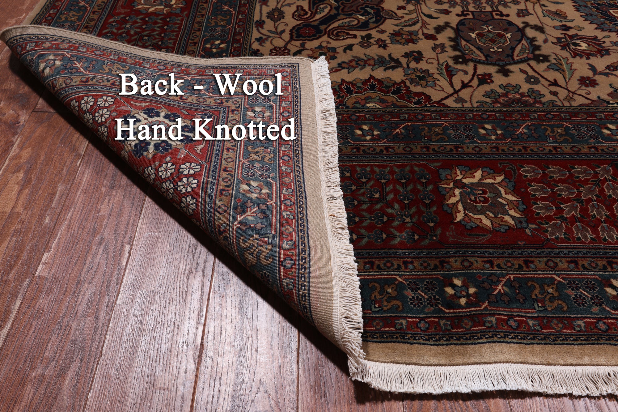 Khaki Persian Fine Tabriz Hand-Knotted Wool Rug - 10' 3" X 14' 2"