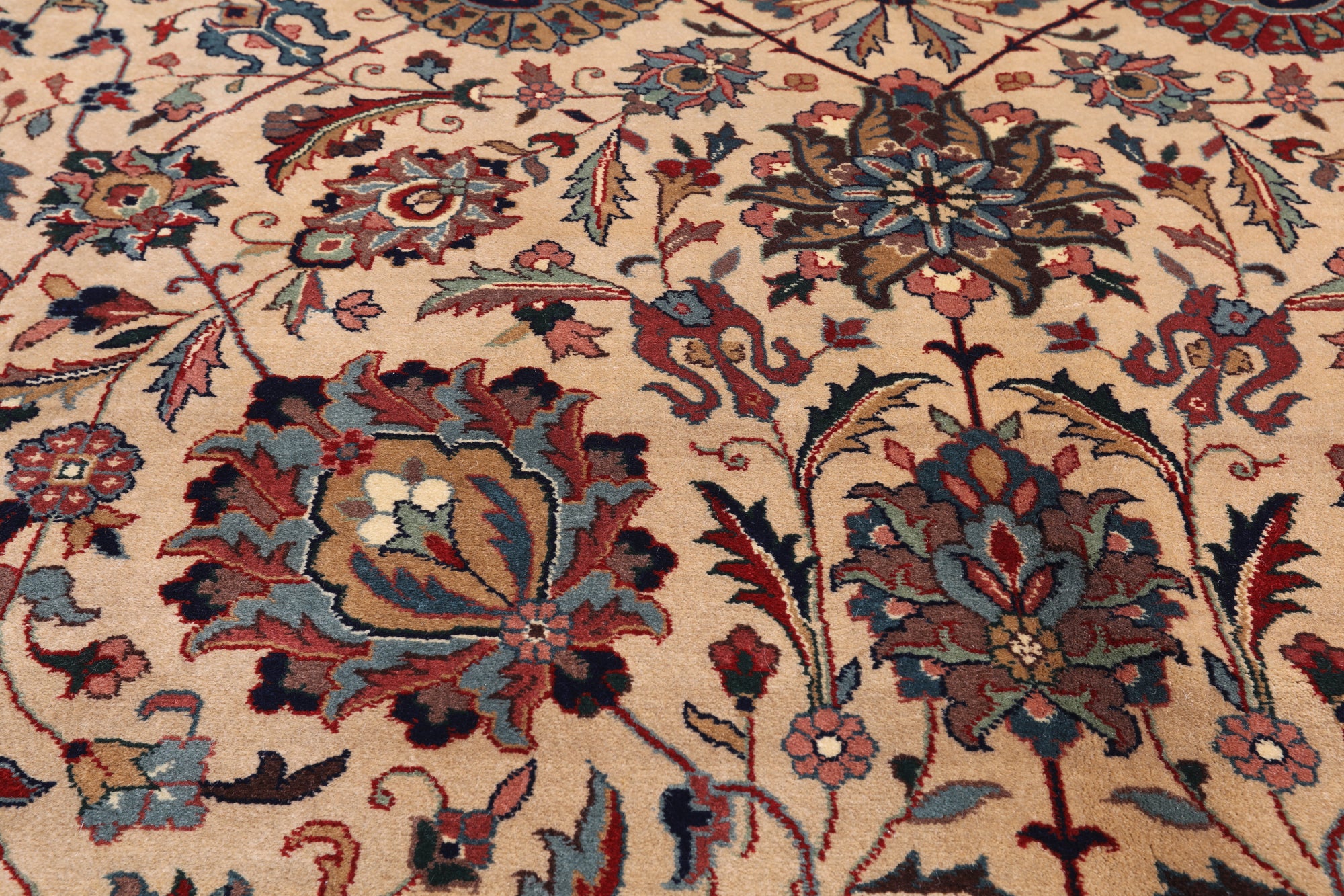 Khaki Persian Fine Tabriz Hand-Knotted Wool Rug - 10' 3" X 14' 2"