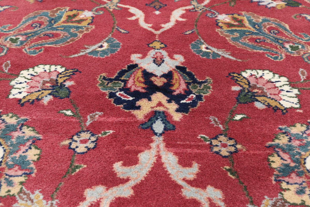 Wine/Navy Persian Fine Tabriz Hand Knotted Wool Runner Rug - 3' 0" X 10' 10"