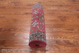 Wine/Navy Persian Fine Tabriz Hand Knotted Wool Runner Rug - 3' 0" X 10' 10"