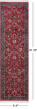 Wine/Navy Persian Fine Tabriz Hand Knotted Wool Runner Rug - 3' 0" X 10' 10"
