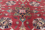 Wine/Navy Persian Fine Tabriz Hand Knotted Wool Runner Rug - 3' 0" X 10' 10"