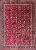 Wine/Navy Persian Fine Tabriz Handmade Wool Rug - 10' 1" X 14' 0"