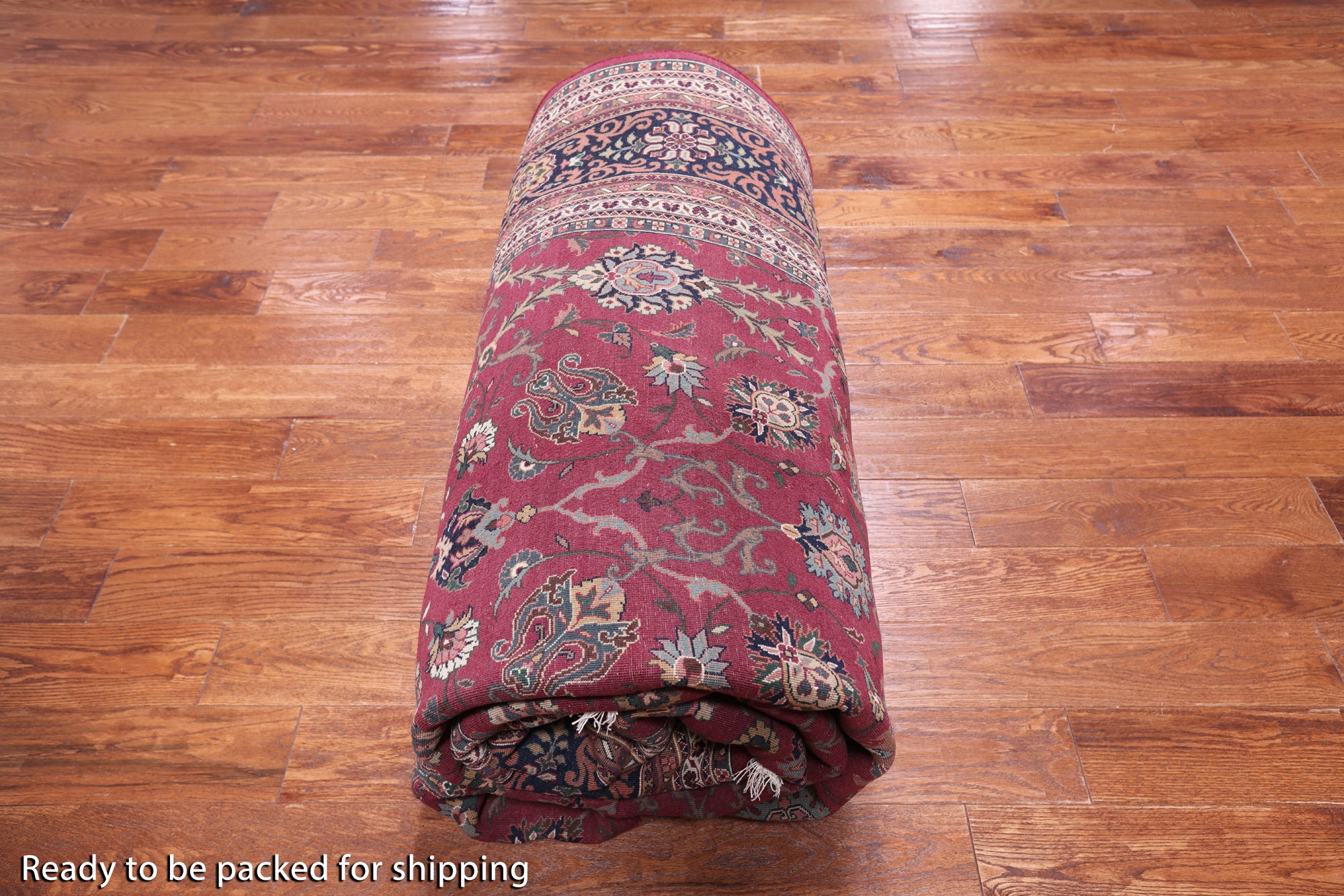 Wine/Navy Persian Fine Tabriz Hand Knotted Wool Rug - 10' 2" X 13' 10"
