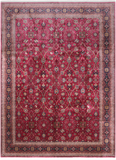 Wine/Navy Persian Fine Tabriz Hand Knotted Wool Rug - 10' 2" X 13' 10"