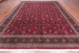 Wine/Navy Persian Fine Tabriz Hand Knotted Wool Rug - 10' 2" X 13' 10"