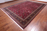 Wine/Navy Persian Fine Tabriz Hand Knotted Wool Rug - 10' 2" X 13' 10"