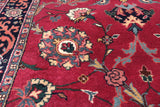Wine/Navy Persian Fine Tabriz Hand Knotted Wool Runner Rug - 2' 6" X 9' 7"