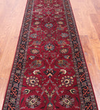 Wine/Navy Persian Fine Tabriz Hand Knotted Wool Runner Rug - 2' 6" X 9' 7"