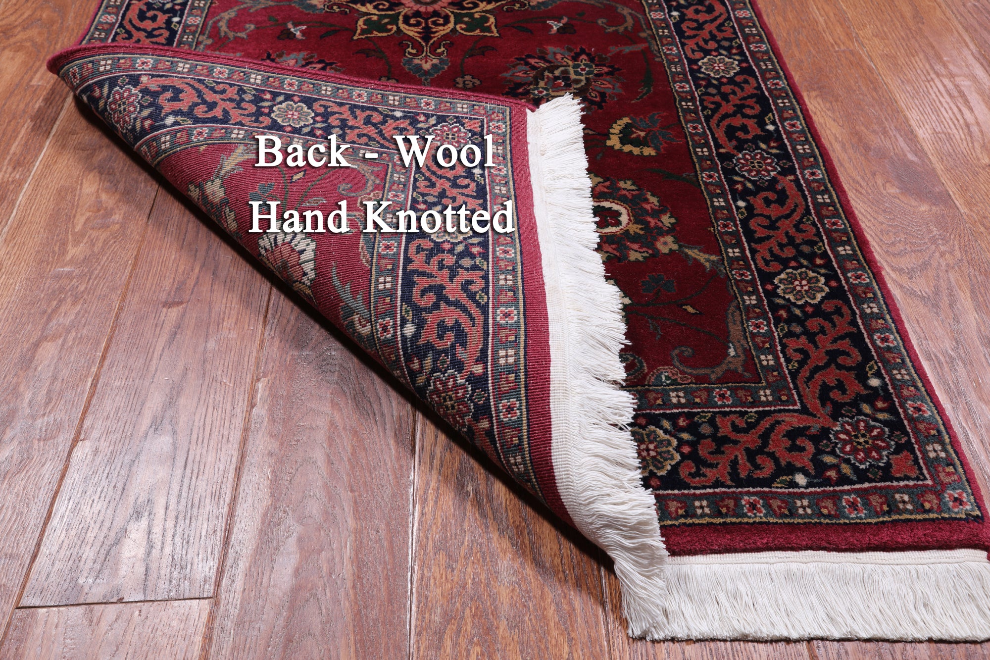 Wine/Navy Persian Fine Tabriz Handmade Wool Runner Rug - 2' 8" X 11' 8"