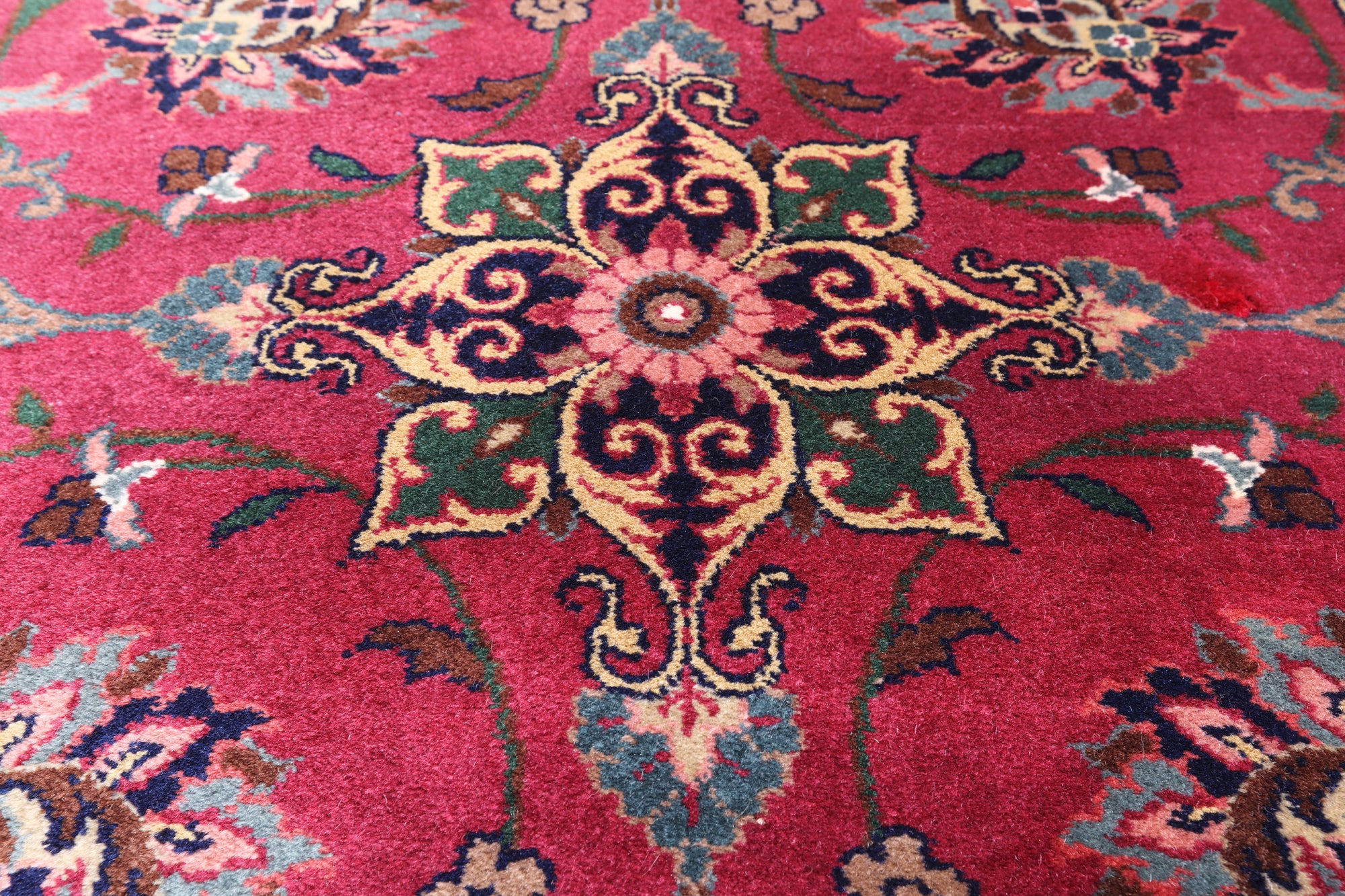 Wine/Navy Persian Fine Tabriz Handmade Wool Runner Rug - 2' 8" X 11' 8"