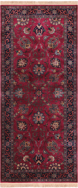 Wine/Navy Persian Fine Tabriz Handmade Wool Runner Rug - 2' 6" X 6' 0"