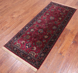 Wine/Navy Persian Fine Tabriz Handmade Wool Runner Rug - 2' 6" X 6' 0"
