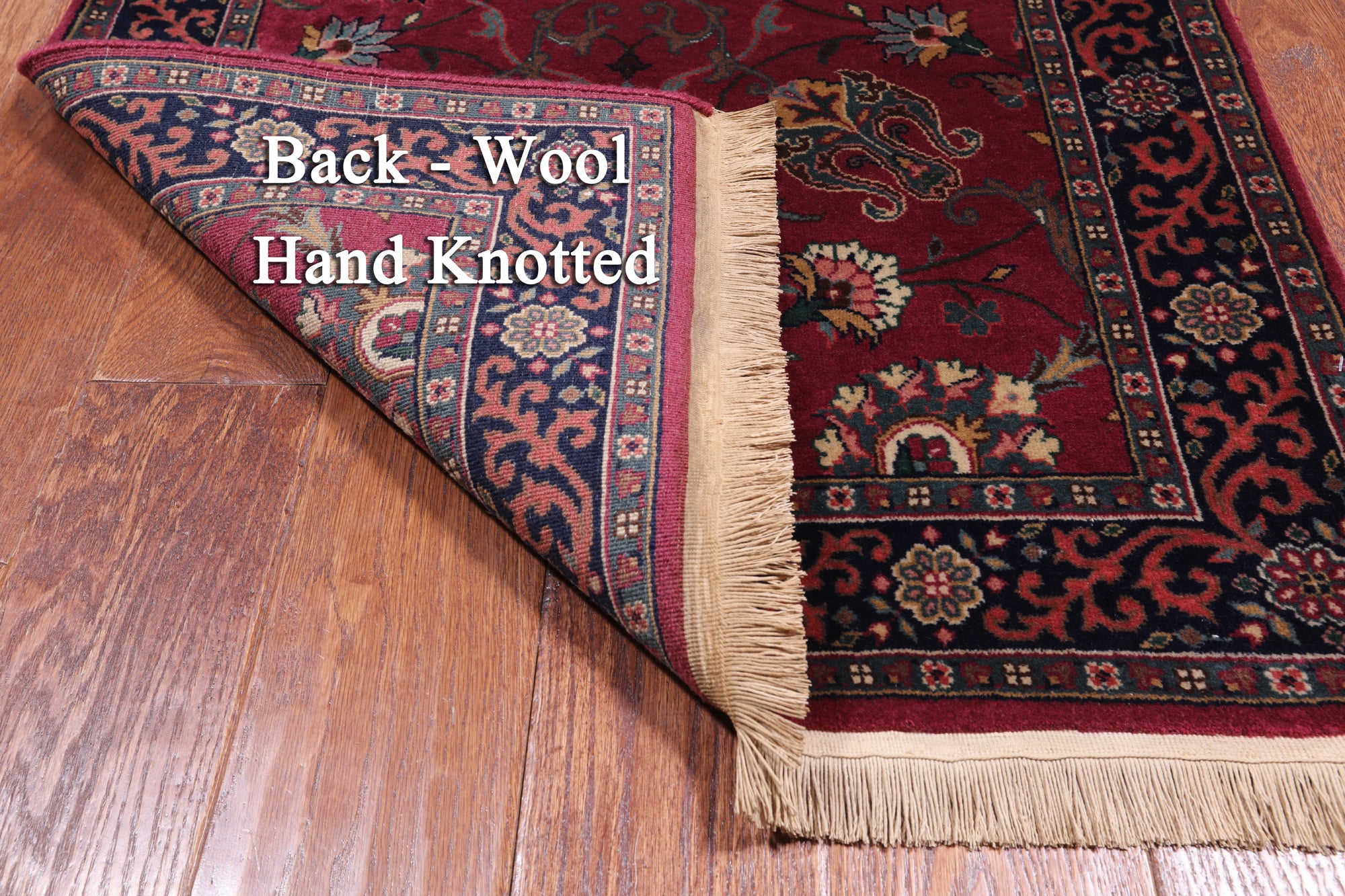 Wine/Navy Persian Fine Tabriz Handmade Wool Runner Rug - 2' 6" X 6' 0"