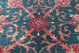 Emerald Green Square Persian Fine Tabriz Hand Knotted Wool Rug - 5' 1" X 5' 2"