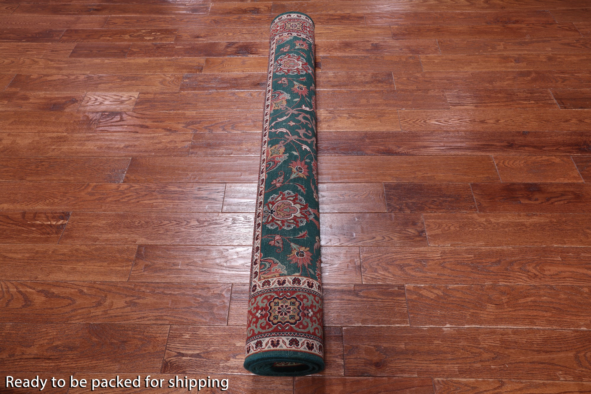 Emerald Green Square Persian Fine Tabriz Hand Knotted Wool Rug - 5' 1" X 5' 2"