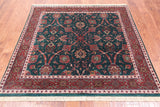 Emerald Green Square Persian Fine Tabriz Hand Knotted Wool Rug - 5' 1" X 5' 2"