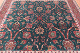 Emerald Green Square Persian Fine Tabriz Hand Knotted Wool Rug - 5' 1" X 5' 2"