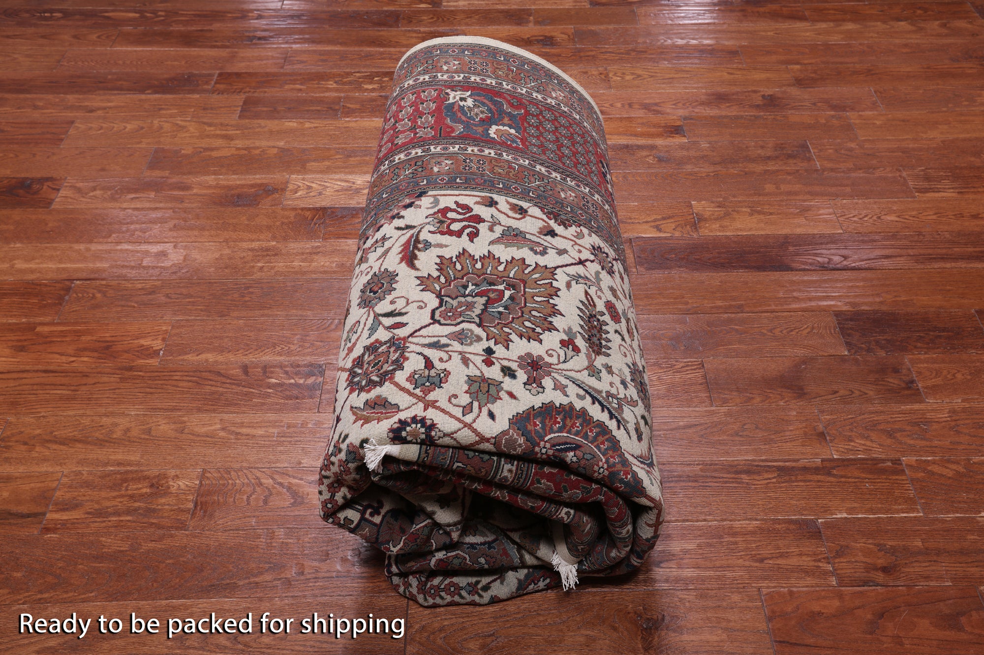 Beige Square Persian Fine Tabriz Handmade Wool Rug - 10' 1" X 10' 3"