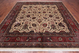 Beige Square Persian Fine Tabriz Handmade Wool Rug - 10' 1" X 10' 3"
