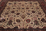 Beige Square Persian Fine Tabriz Handmade Wool Rug - 10' 1" X 10' 3"