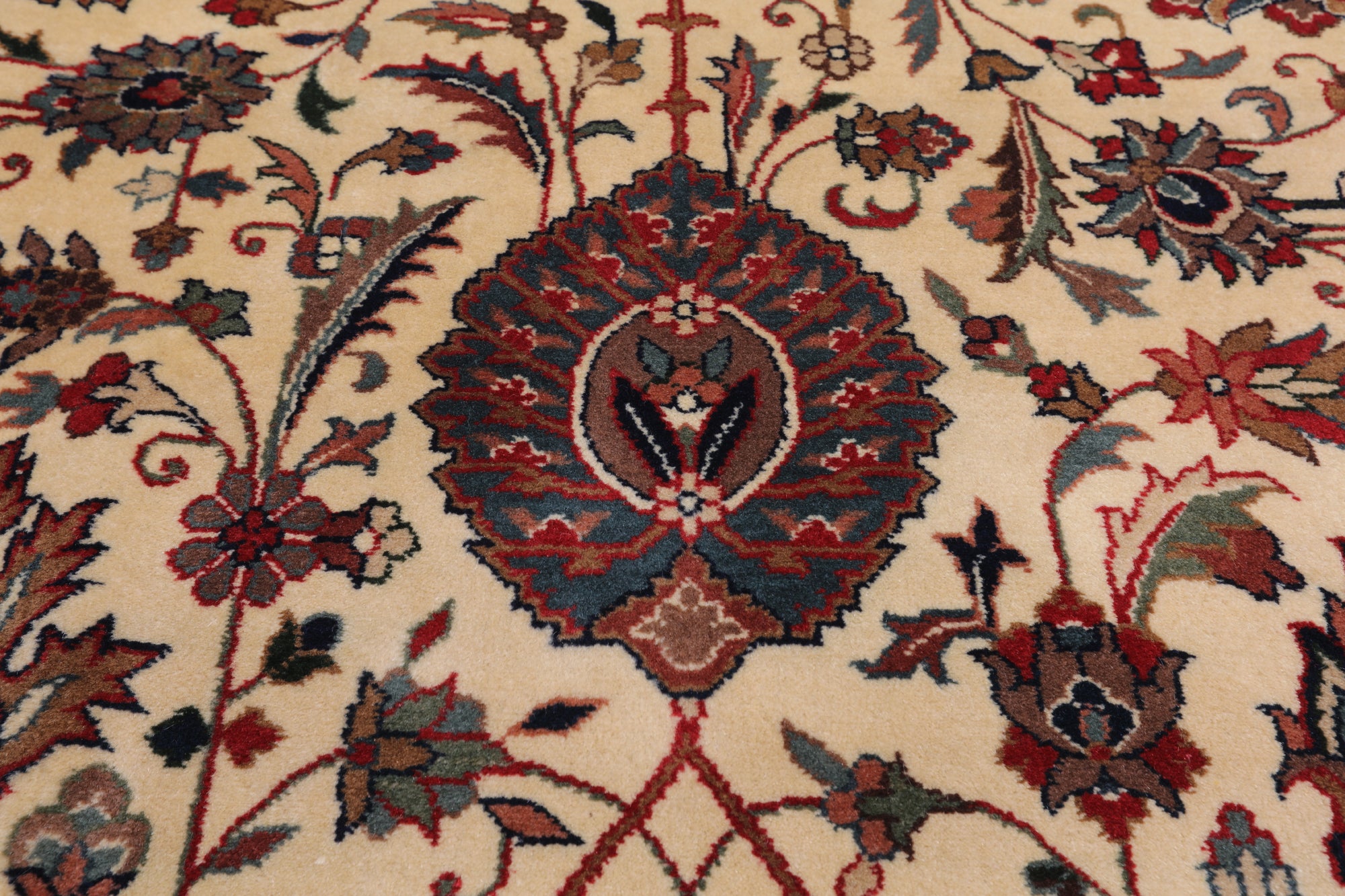 Beige Square Persian Fine Tabriz Handmade Wool Rug - 10' 1" X 10' 3"