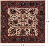 Beige Square Persian Fine Tabriz Handmade Wool Rug - 5' 0" X 5' 2"