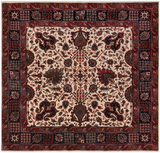 Beige Square Persian Fine Tabriz Handmade Wool Rug - 5' 0" X 5' 2"