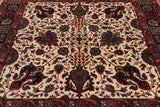 Beige Square Persian Fine Tabriz Handmade Wool Rug - 5' 0" X 5' 2"