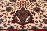 Beige Square Persian Fine Tabriz Handmade Wool Rug - 5' 0" X 5' 2"