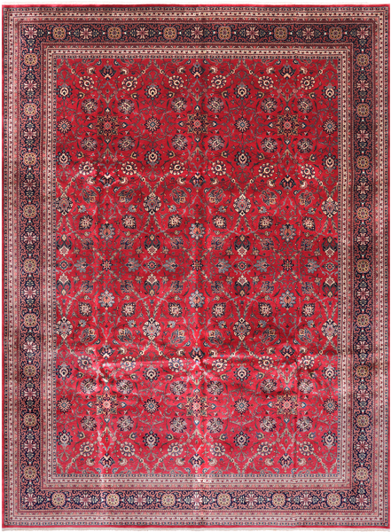 Red Persian Fine Tabriz Handmade Wool Rug - 9' 11" X 13' 7"