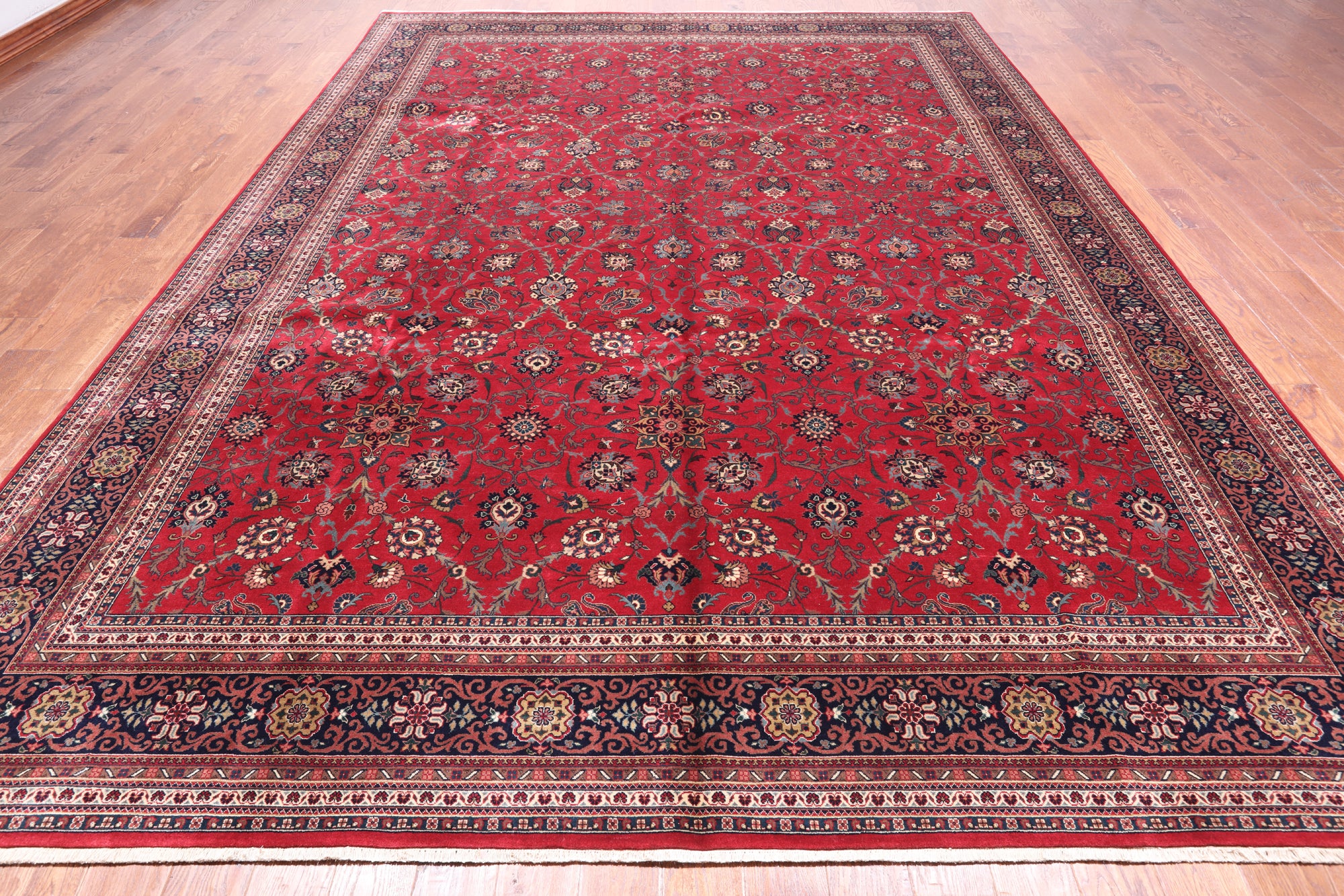 Red Persian Fine Tabriz Handmade Wool Rug - 9' 11" X 13' 7"