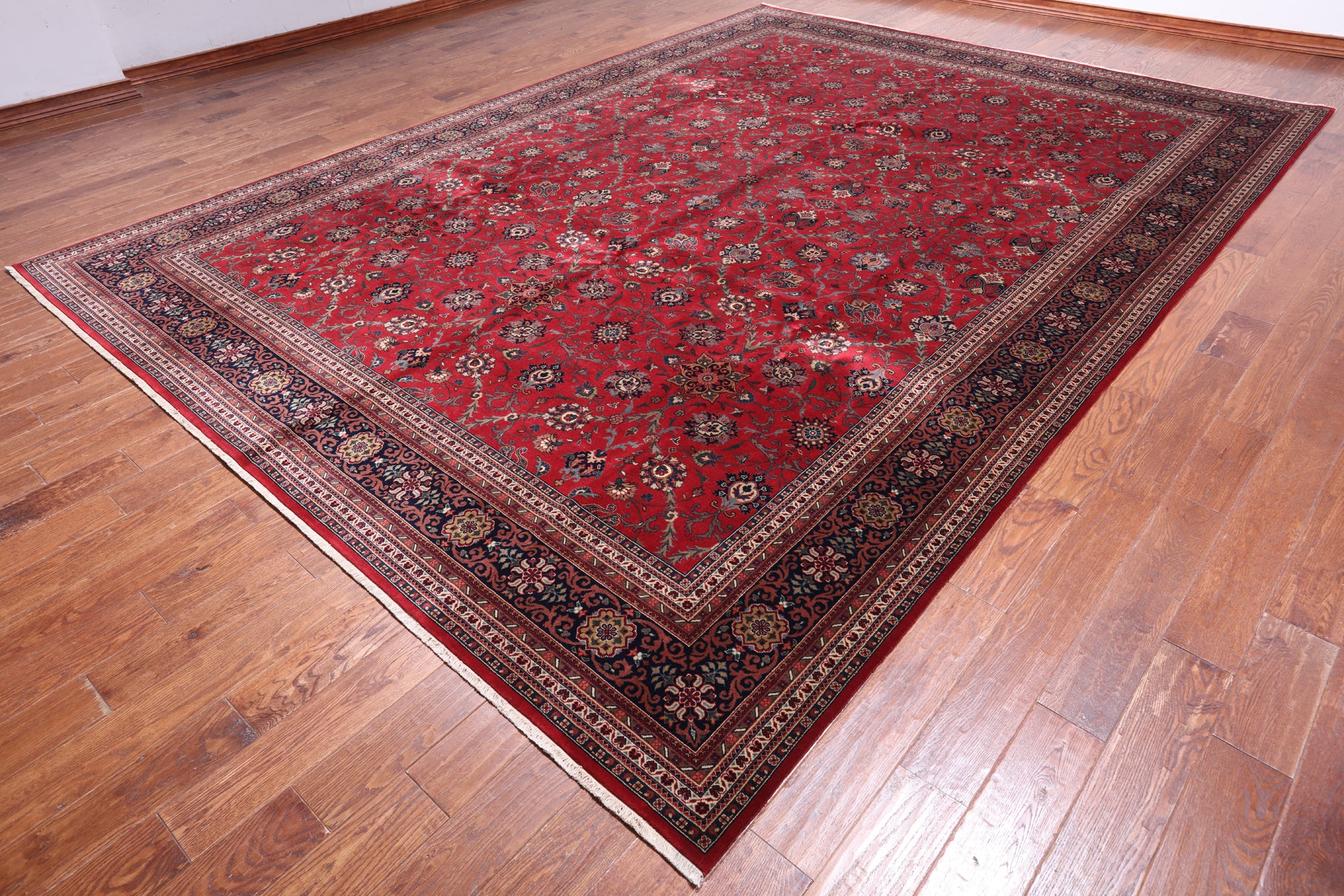 Red Persian Fine Tabriz Handmade Wool Rug - 9' 11" X 13' 7"