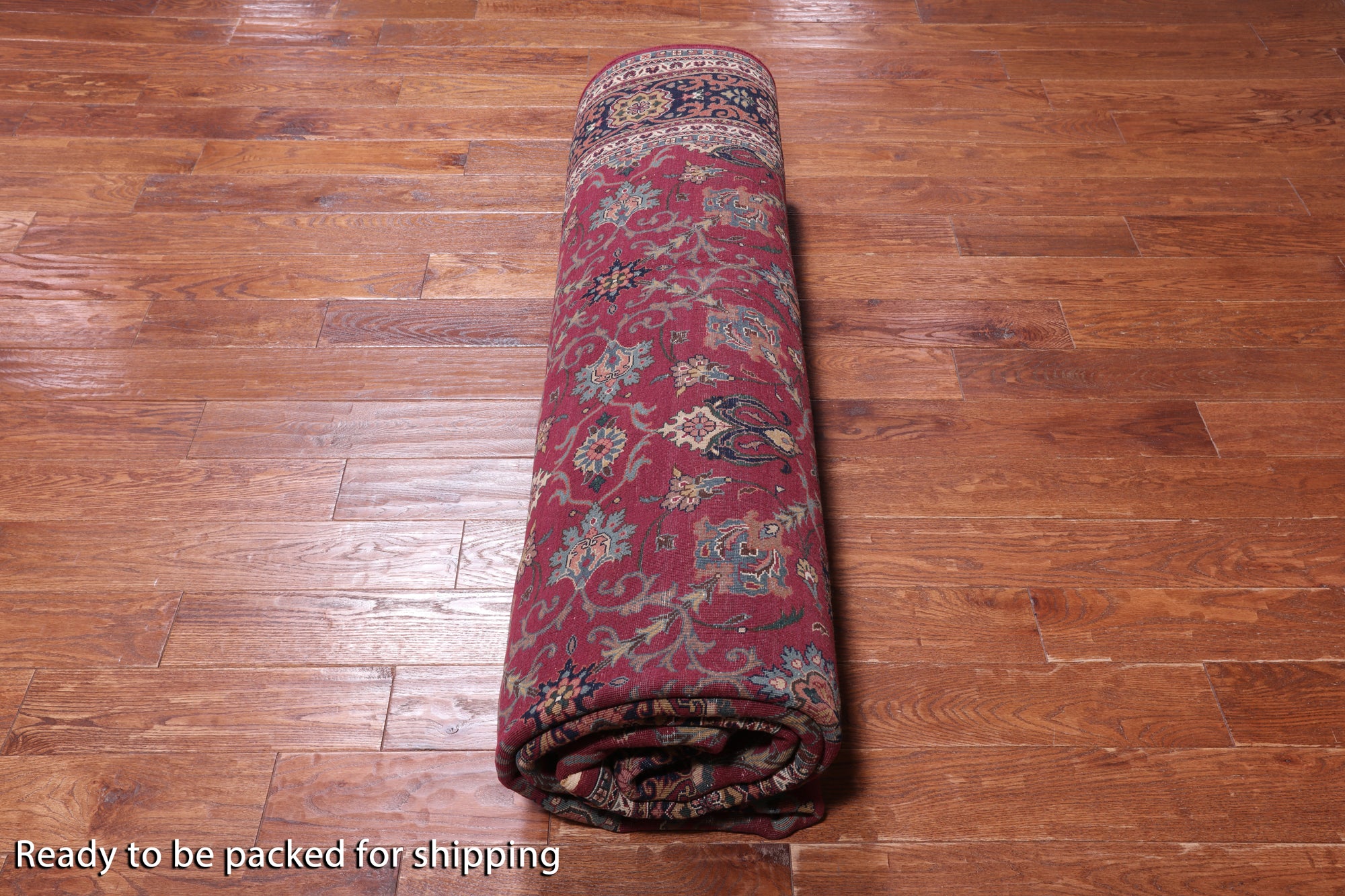 Wine/Navy Persian Fine Tabriz Hand-Knotted Wool Rug - 9' 0" X 12' 1"