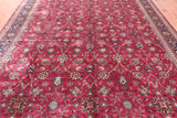 Wine/Navy Persian Fine Tabriz Hand-Knotted Wool Rug - 9' 0" X 12' 1"