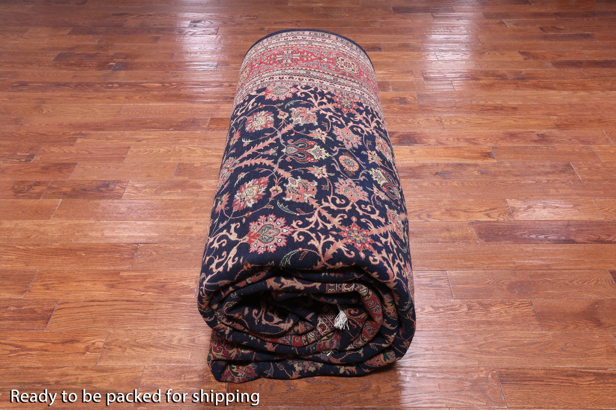 Navy Blue Persian Fine Tabriz Handmade Wool Rug - 12' 0" X 18' 2"