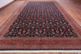 Navy Blue Persian Fine Tabriz Handmade Wool Rug - 12' 0" X 18' 2"