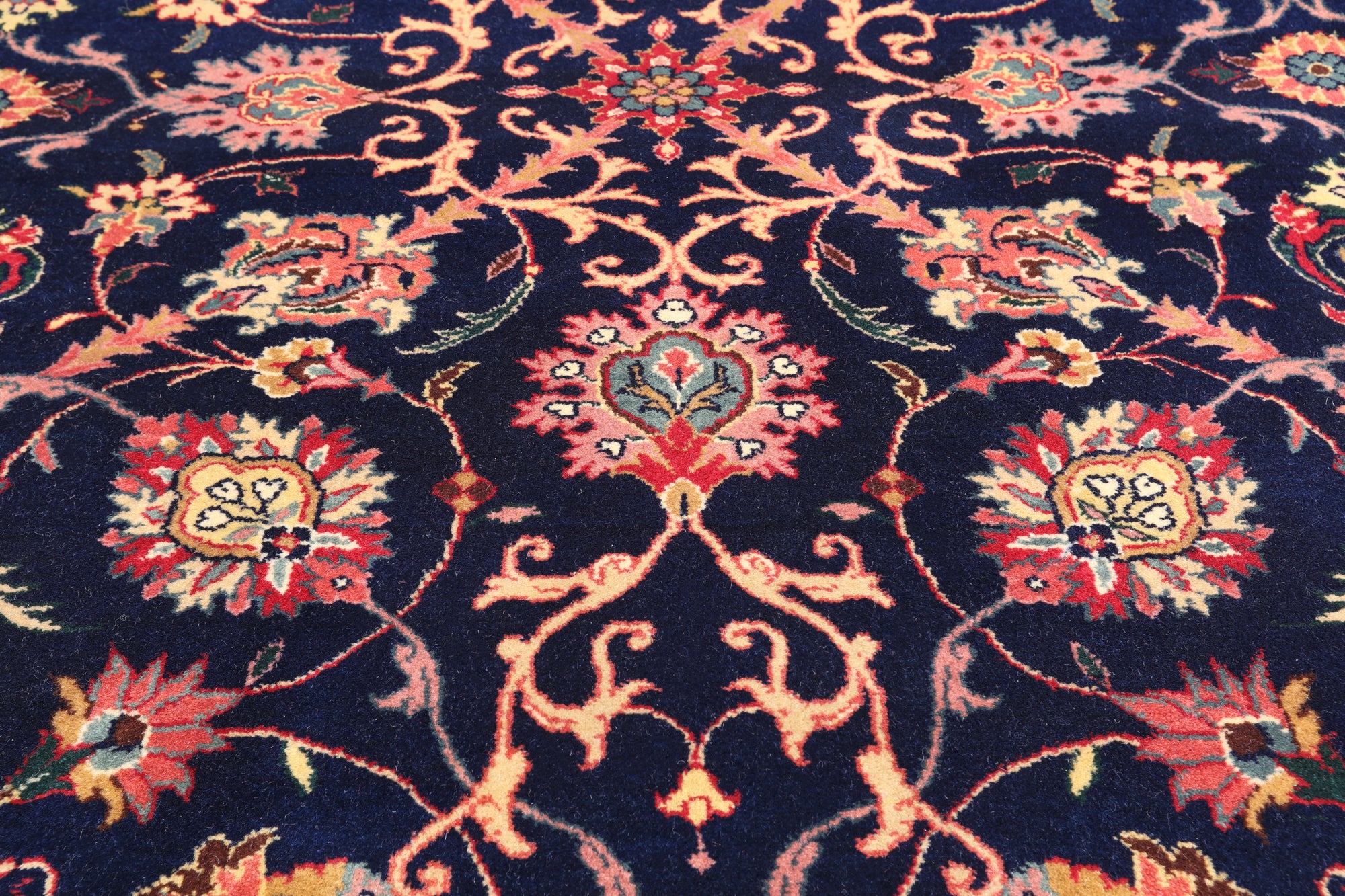 Navy Blue Persian Fine Tabriz Handmade Wool Rug - 12' 0" X 18' 2"